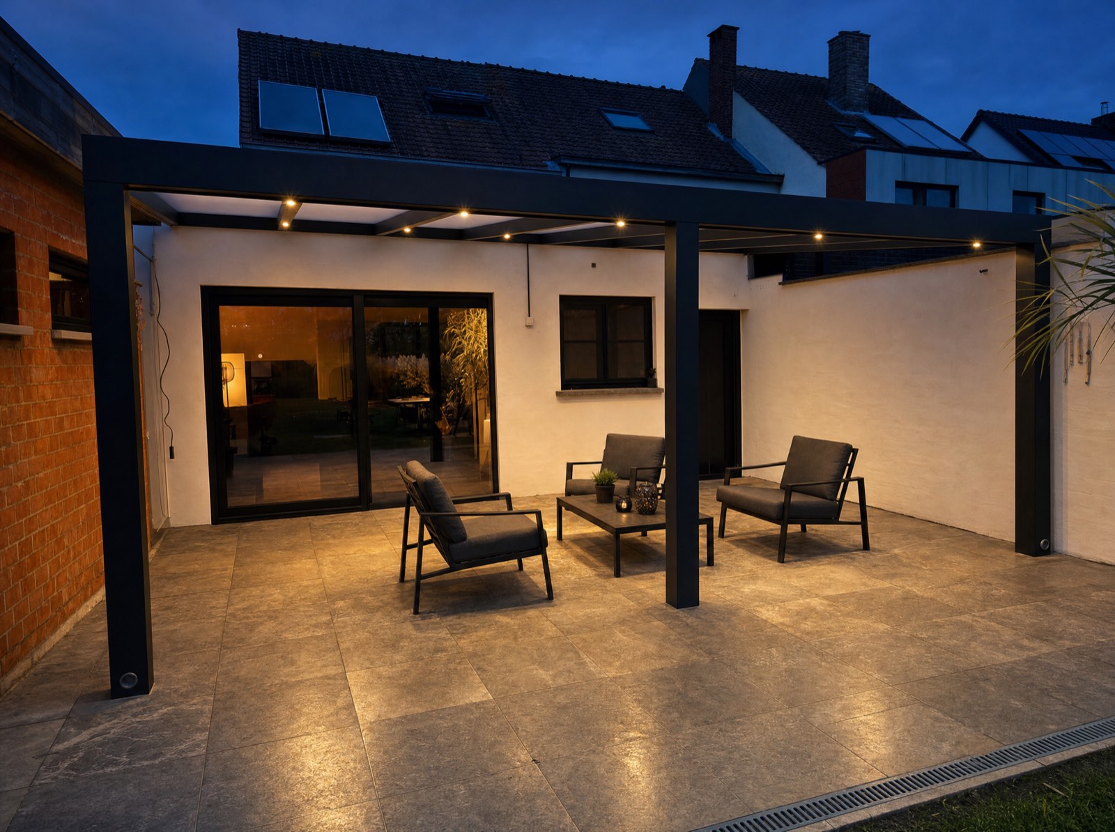 LED sfeerverlichting op terrasoverkapping